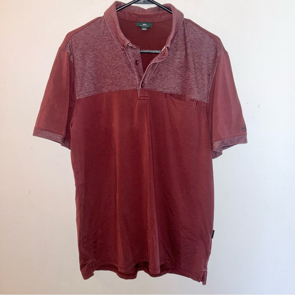 AG - Green Label Mens Maroon Short Sleeve Golf Polo with Pocket (Size: Large)
